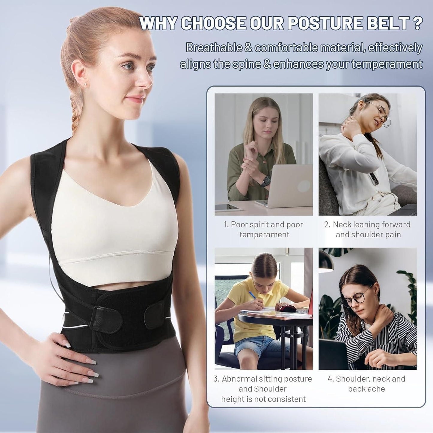 Adjustable Back Posture Corrector – Unisex Pain Relief Belt