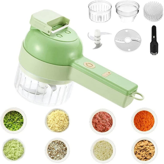 4 in 1 Portable Electric Food Chopper Set - Chop, Slice, Grate & Blend in Seconds