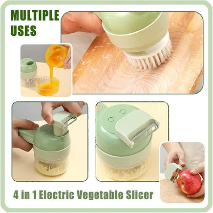 4 in 1 Portable Electric Food Chopper Set - Chop, Slice, Grate & Blend in Seconds