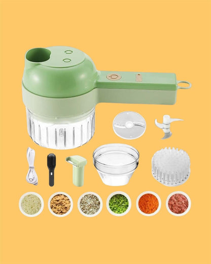 4 in 1 Portable Electric Food Chopper Set - Chop, Slice, Grate & Blend in Seconds